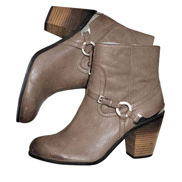 Vince Camuto Gregger Leather Ankle Zip Up Western Boots Preppy Brown/Tan Size 7 - Picture 4 of 17